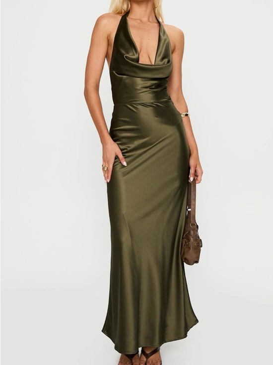Princess Polly Dresses & Skirts - Princess Polly Iridescent Plunge Maxi Dress Olive Green.